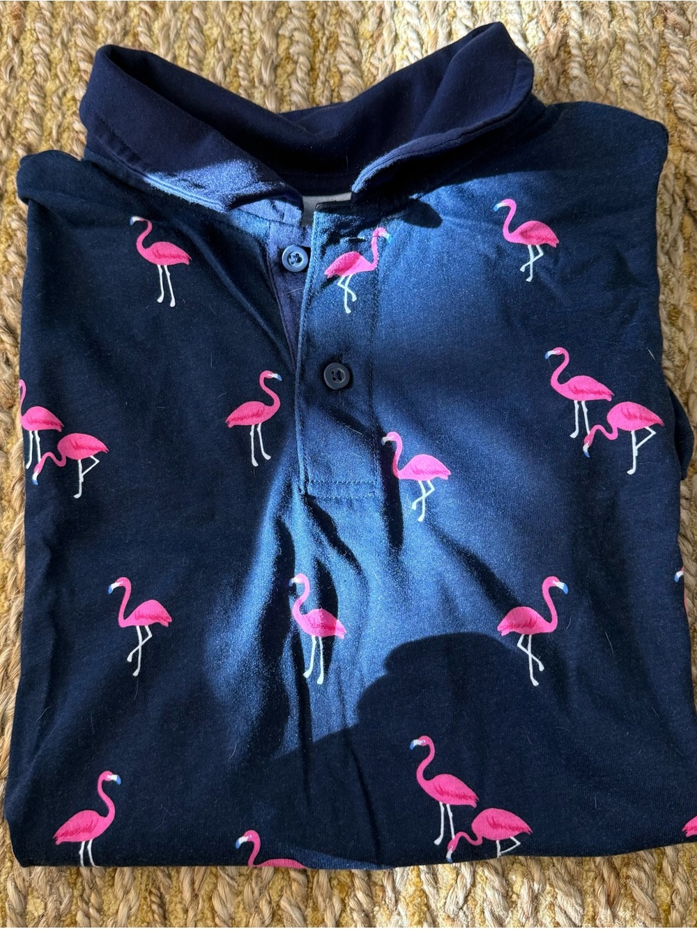 The Children’s Place Boys Navy Pink Flamingo Polo Short Sleeve Shirt Size XXL